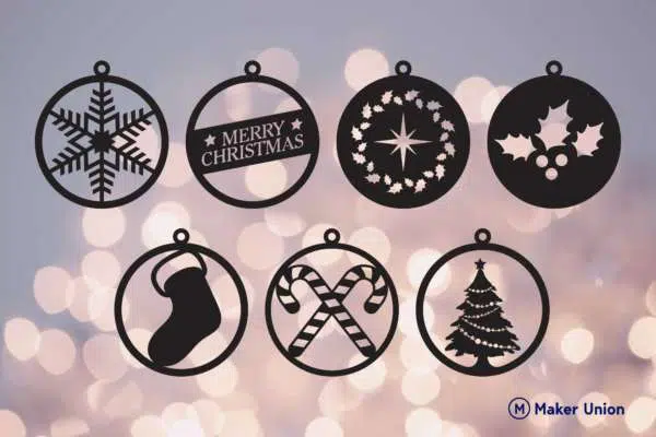 Festive tree decorations dxf files preview