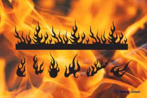 Fire and flames dxf files preview