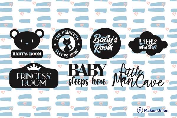 Baby room signs dxf files preview