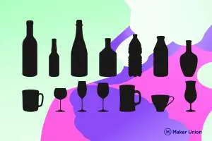 Bottle and glass shapes dxf files preview