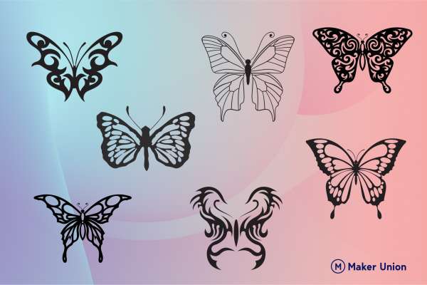 Butterflies dxf files preview