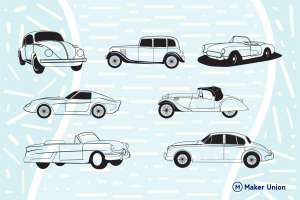 Classic cars dxf files preview