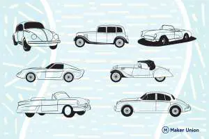 Classic cars dxf files preview