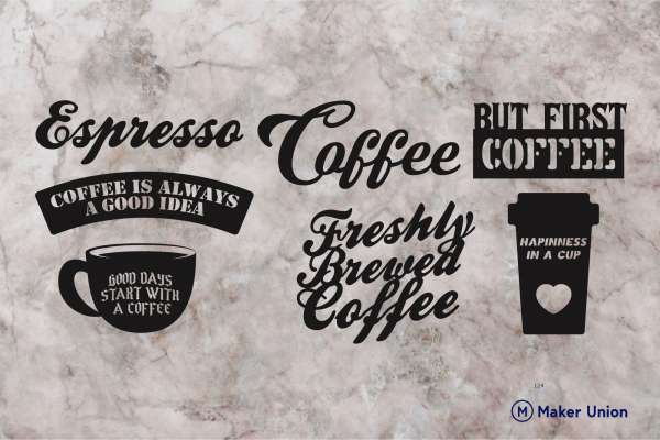 Coffee signs dxf files preview