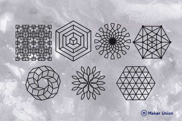 Complex geometric shapes dxf files preview
