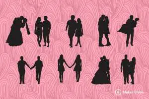Couple silhouettes dxf files preview