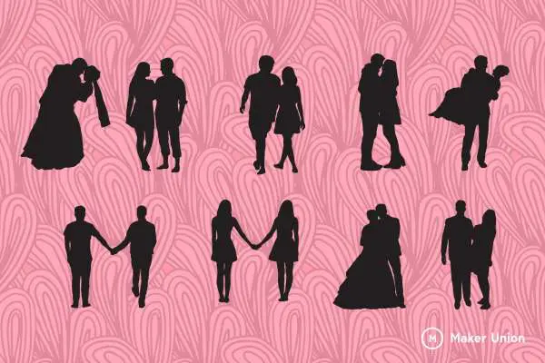 Couple silhouettes dxf files preview