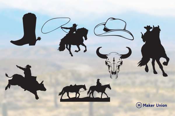 Cowboy scenes dxf files preview