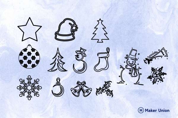 Festive Christmas Shapes dxf files preview