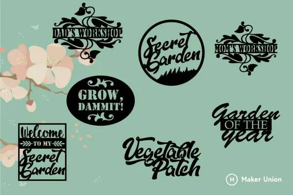 Garden signs dxf files preview