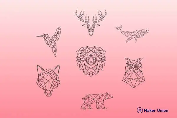 Geometric animals dxf files preview