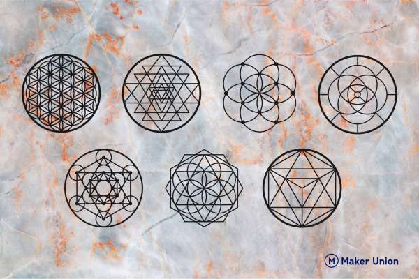 Geometric wall decor dxf files preview