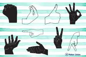 Hand gestures dxf files preview