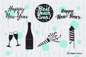 Happy new year dxf files preview