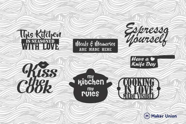 Kitchen signs dxf files preview