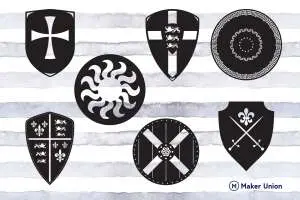 Medieval shields dxf files preview