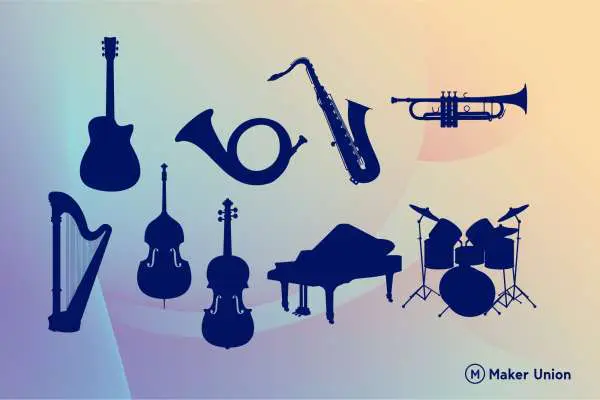 Musical instruments dxf files preview