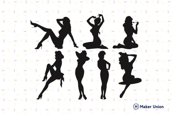 Pinup girls dxf files preview