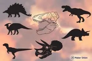 Prehistoric dinosaurs dxf files preview
