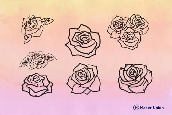 Roses dxf files preview