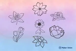 Summer flowers dxf files preview