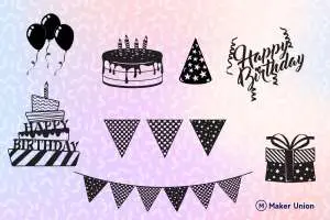 The birthday pack dxf files preview