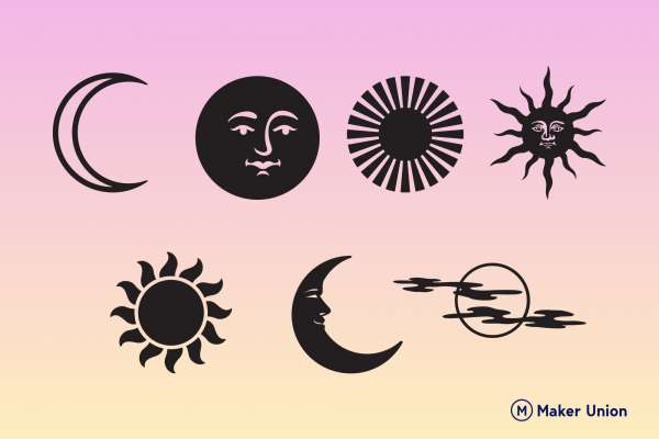 The sun and the moon   free dxf files dxf files preview