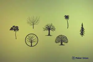 Tree illustrations dxf files preview