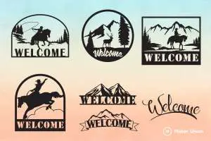 Welcome signs dxf files preview